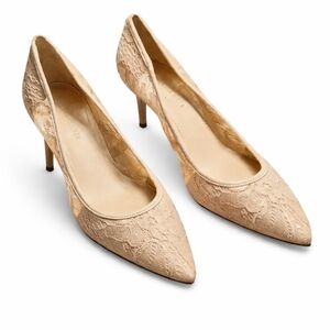 Kelly & Katie Pink Wedding Lace Pumps Sz 9.5